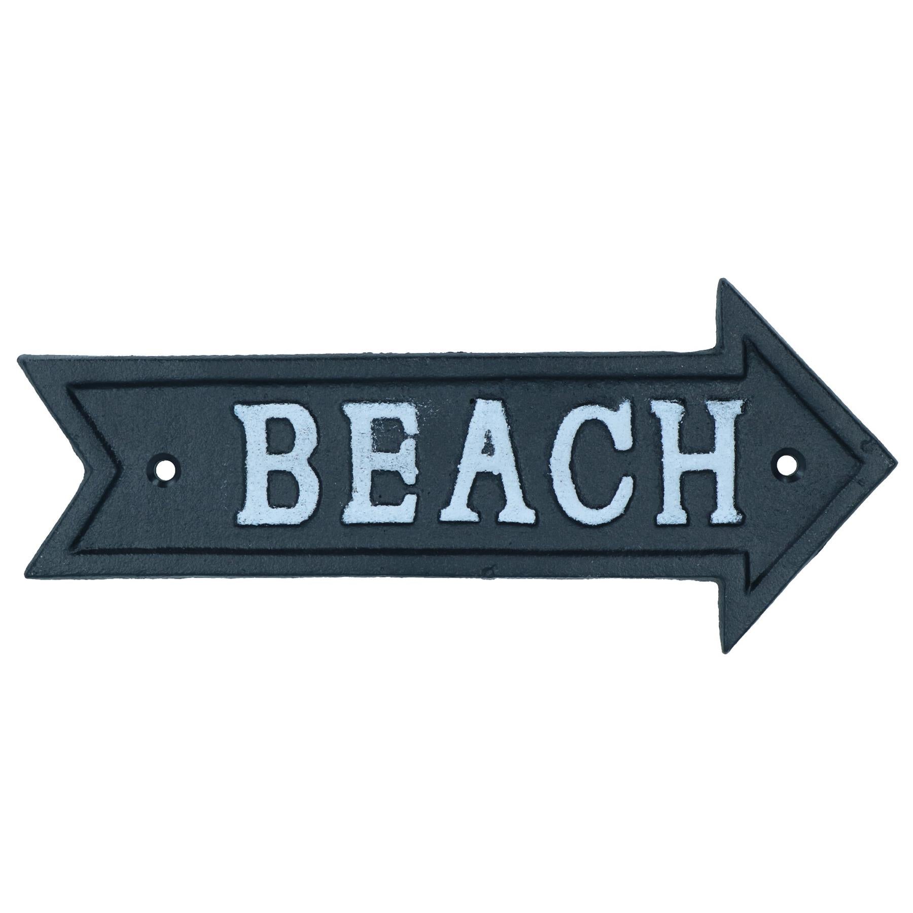 Beach Arrow Sign Cast Iron Sign Plaque Wall Door Fence Gate Post House Garden