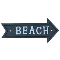 Beach Arrow Sign Cast Iron Sign Plaque Wall Door Fence Gate Post House Garden