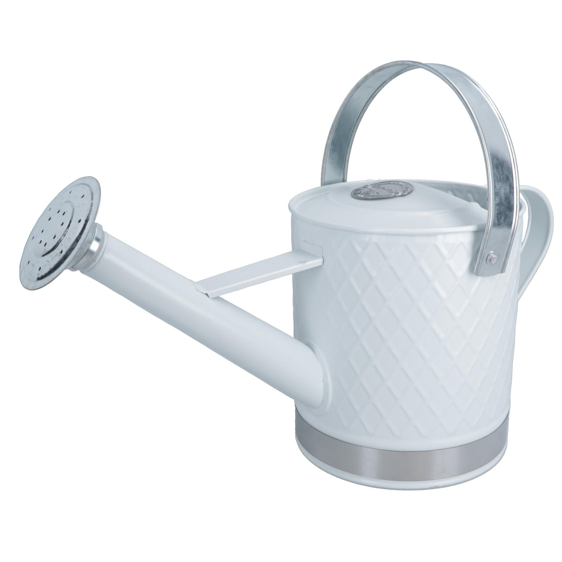 3L Watering Can White Steel Metal Water Greenhouse Garden Plants Home