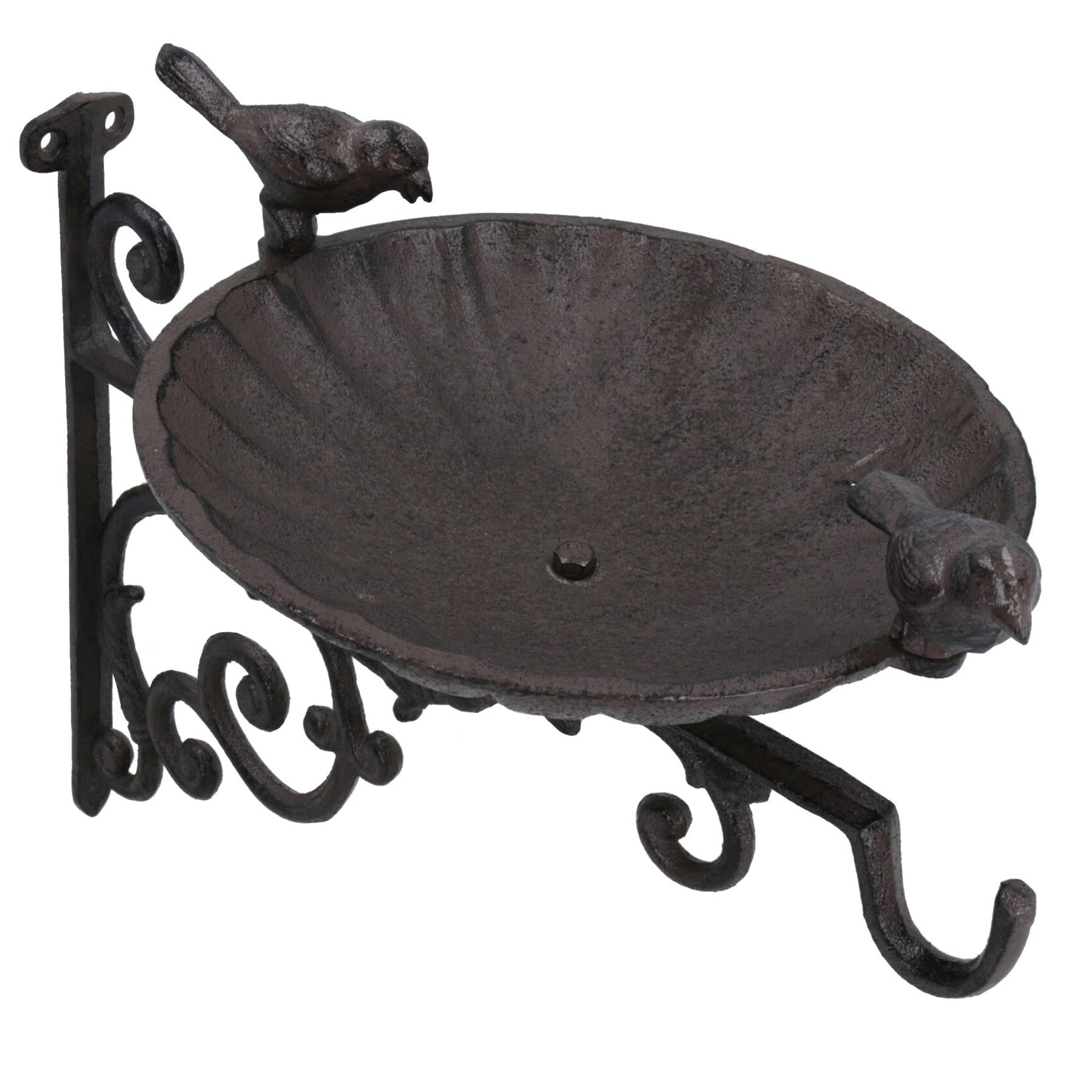 Wall Mount Bird Bath Cast Iron Feeder Ornament Garden Feature Statue Fence