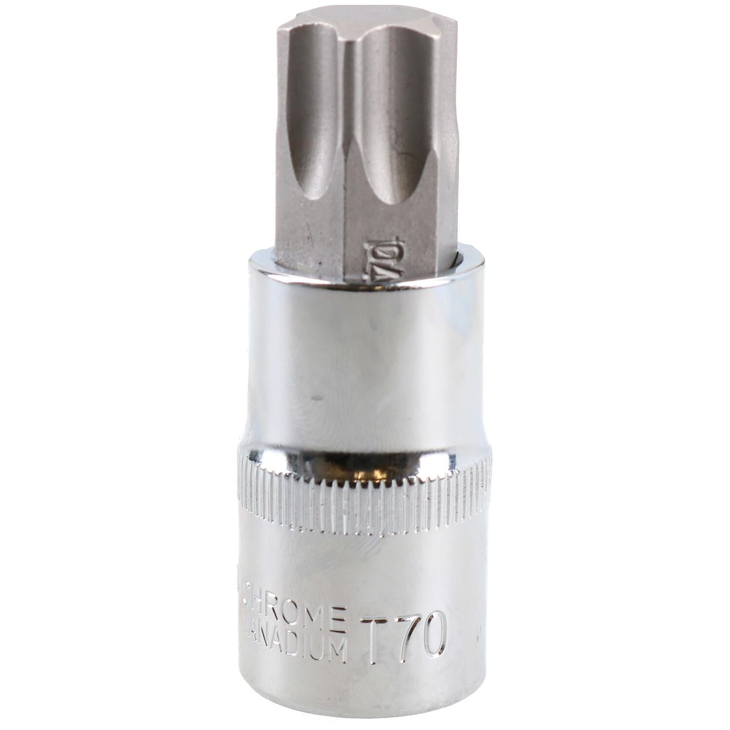 T70 Male Torx Bit Star Socket 1/2" Drive Standard Internal Chrome Vanadium Steel