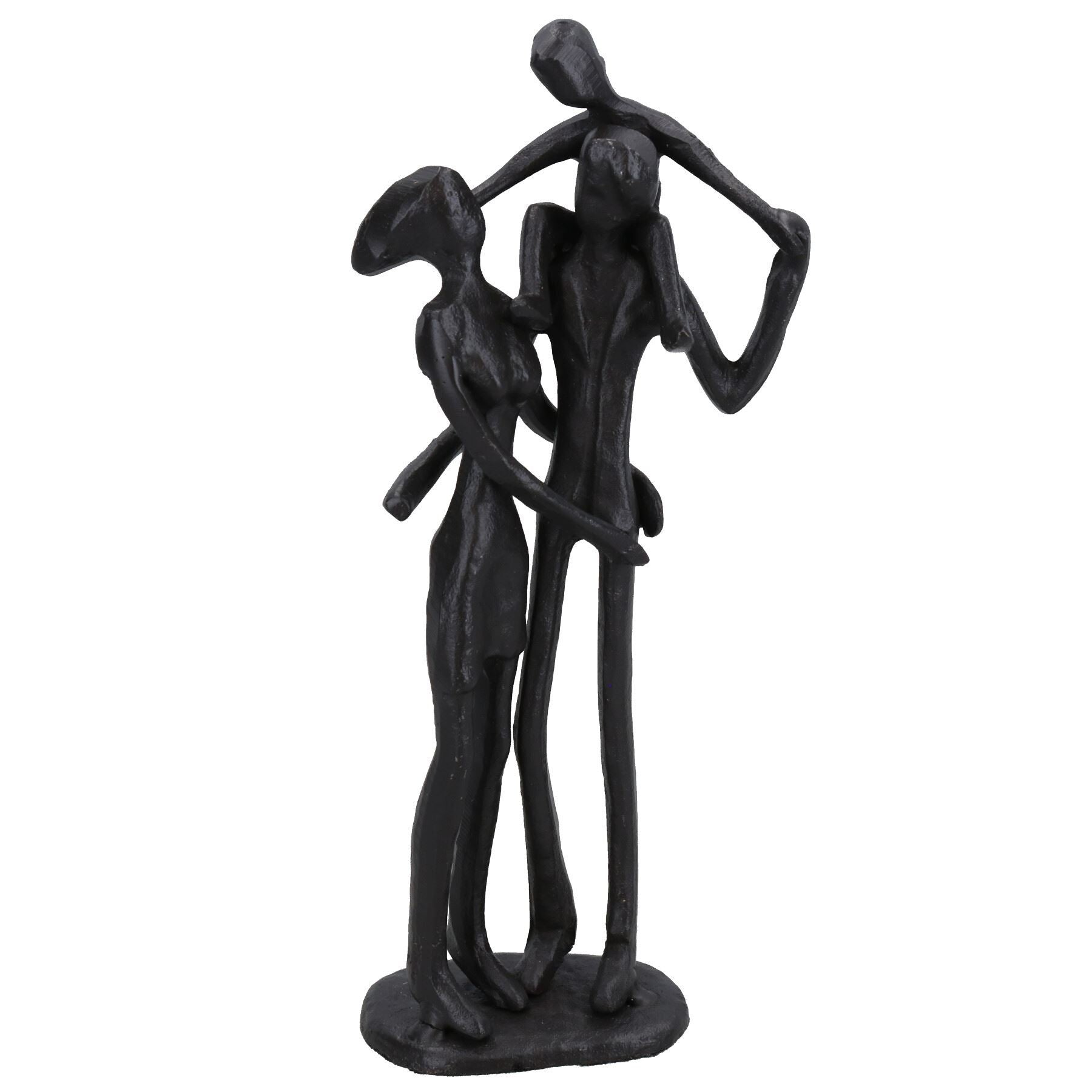 Familie von 3 Huckepack Silhouette Figur Statue Haus Dekor Ornament Gusseisen