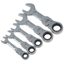 5pc Metric Stubby Flexible Ratchet Combination Spanner Set 10mm - 19mm