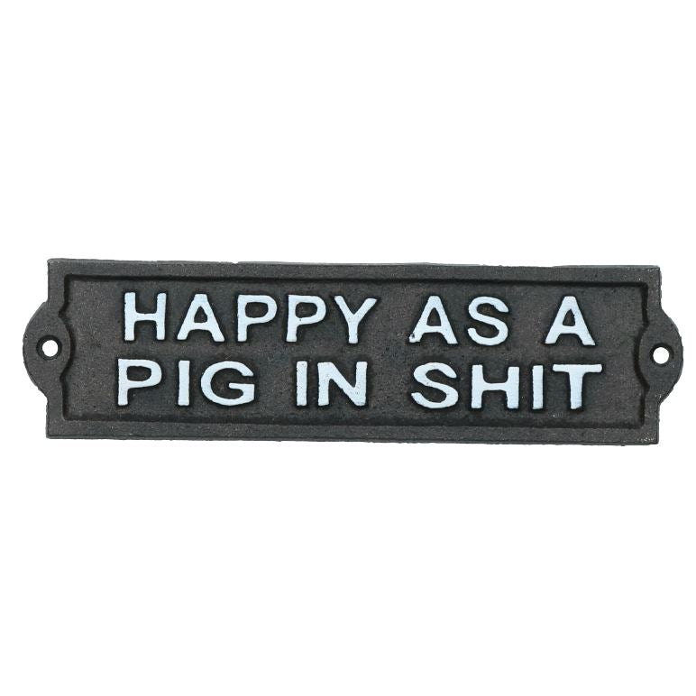 Heureux comme un cochon dans la merde Plaque en fonte Porte Mur Maison Portail Jardin