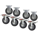 5" (125mm) Rubber Fixed and Swivel With Brake Castor Wheels (8 Pack) CST06_08