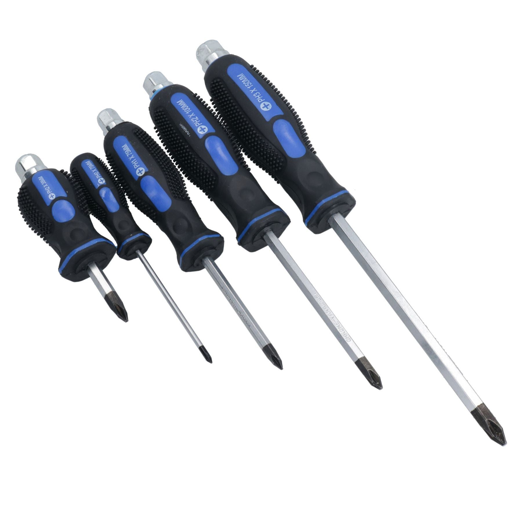 10pc Screwdriver Set Slotted Flat And Phillips Headed With Soft Grip Handles