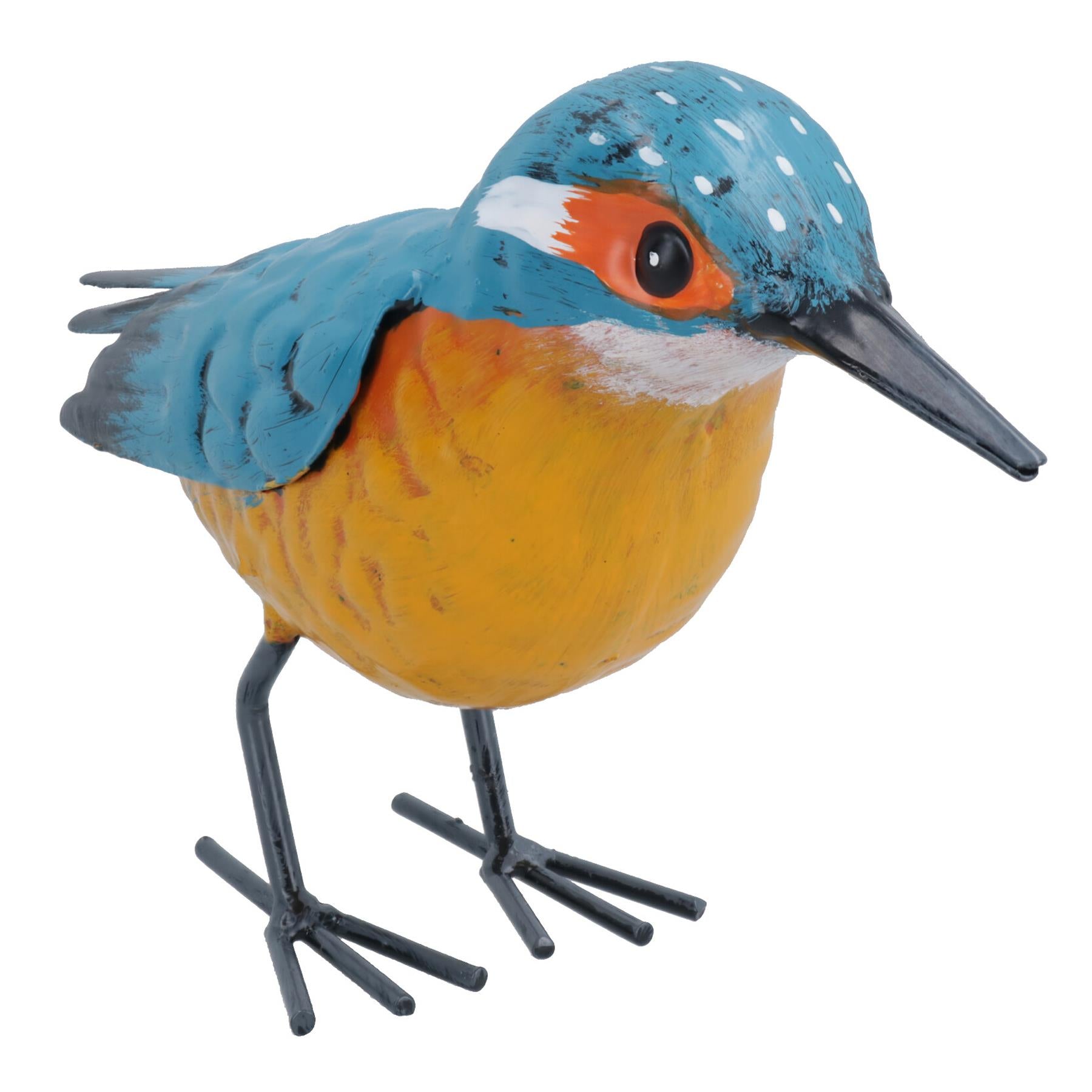 Hand Painted Metal Kingfisher Garden Ornament Sculpture Gift 8.5x12x20cm