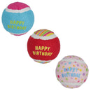 3er-Pack mittelgroße Tennisbälle „Happy Birthday“ für Hundewelpen, Geschenk, Chuck, Apportieren, Spielen, 6,5 cm