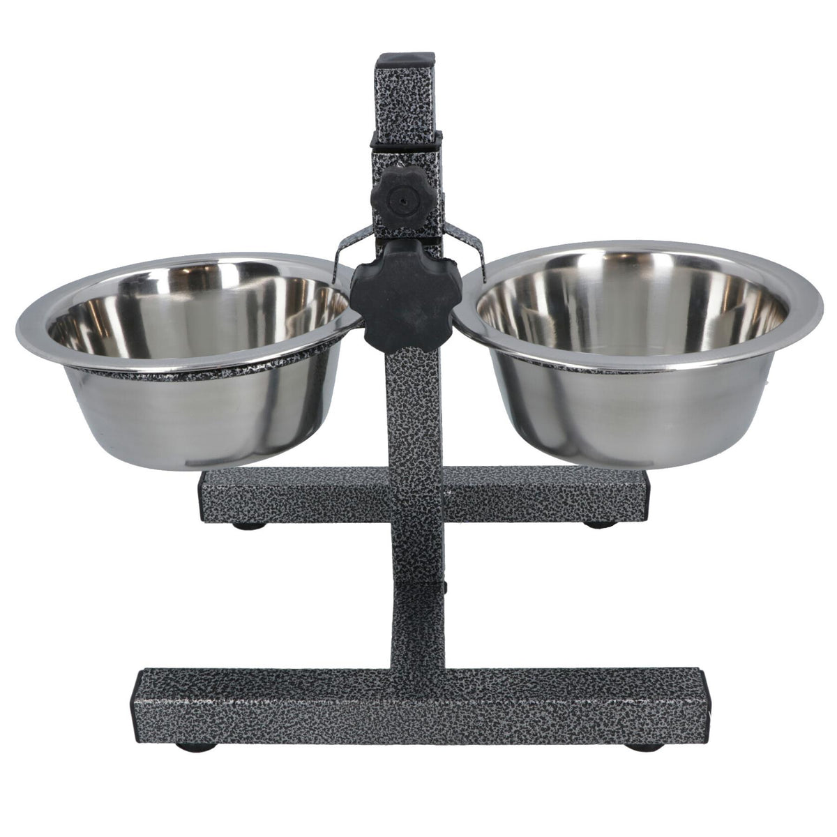 Double Pet Dog Bowl With Fully Adjustable Height Stand With Stainless Steel Bowls