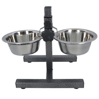 Double Pet Dog Bowl With Fully Adjustable Height Stand With Stainless Steel Bowls