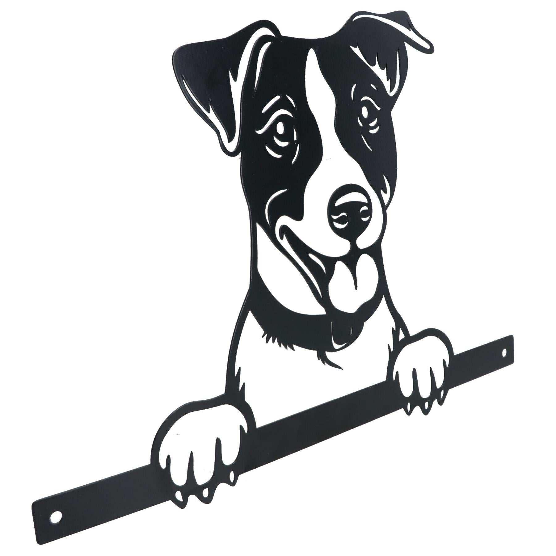 Black Metal Peeking Spaniel Silhouette with Fixing Plate Garden Ornament Gift