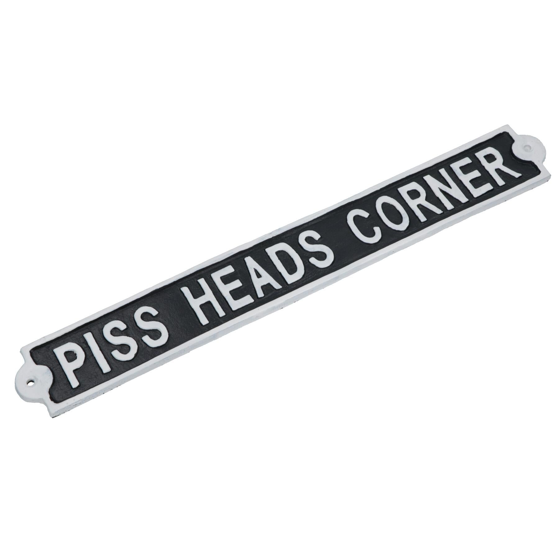 Piss Heads Corner Cast Iron Sign Plaque Wall Door House Garden Bar Pub Yard