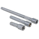 Jeu de 3 rallonges à cliquet à douille droite 1/2" 75 mm 125 mm 250 mm