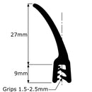 Gummi-Türdichtung 4,9 m für Wohnmobil, Wohnwagen, Bagger, Traktor, Türverkleidung JG04