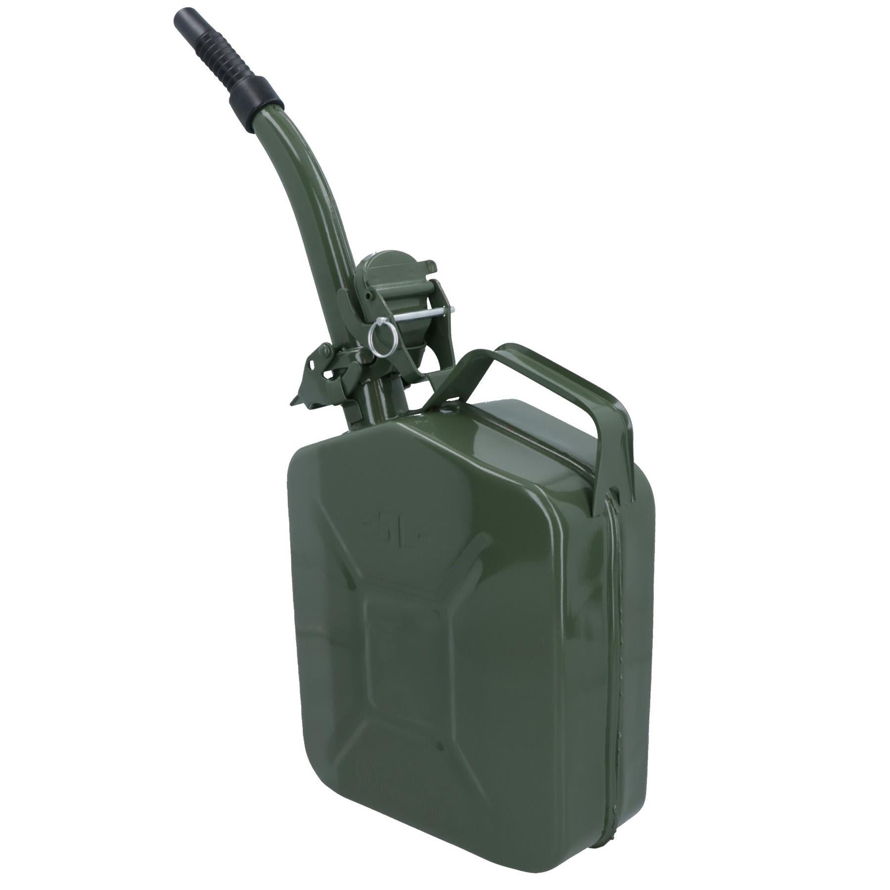 5 Litres Metal Fuel Jerry Can Holder Storage Container And Flexible Spout Pourer