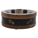 2 Medium Wooden Ring With Removal Metal Bowl Dog Puppy Food Water Dish