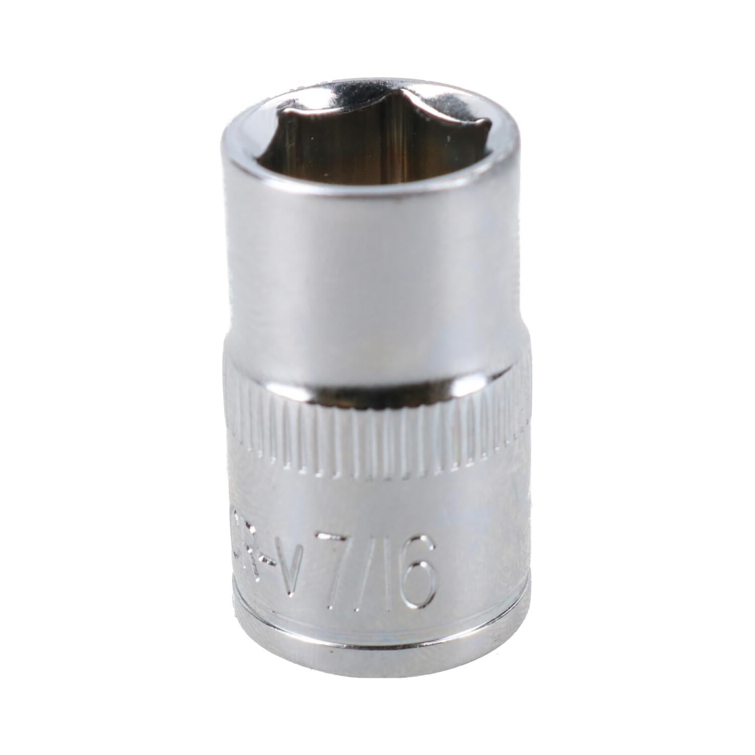 7/16" Imperial 6 Point 3/8" Drive Shallow Socket SAE AF Chrome Vanadium Steel