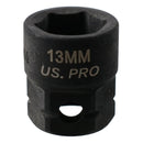 13mm Metric Stubby 3/8" Drive Shallow Impact Socket Hex Shank 25mm Depth