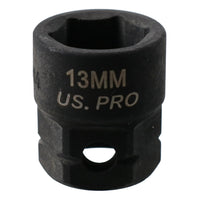 13mm Metric Stubby 3/8" Drive Shallow Impact Socket Hex Shank 25mm Depth