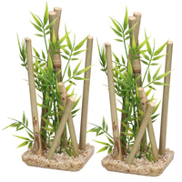 Lot de 2 décorations d'aquarium aquatiques en bâtonnets de bambou de taille moyenne 9 x 11 x 25 cm