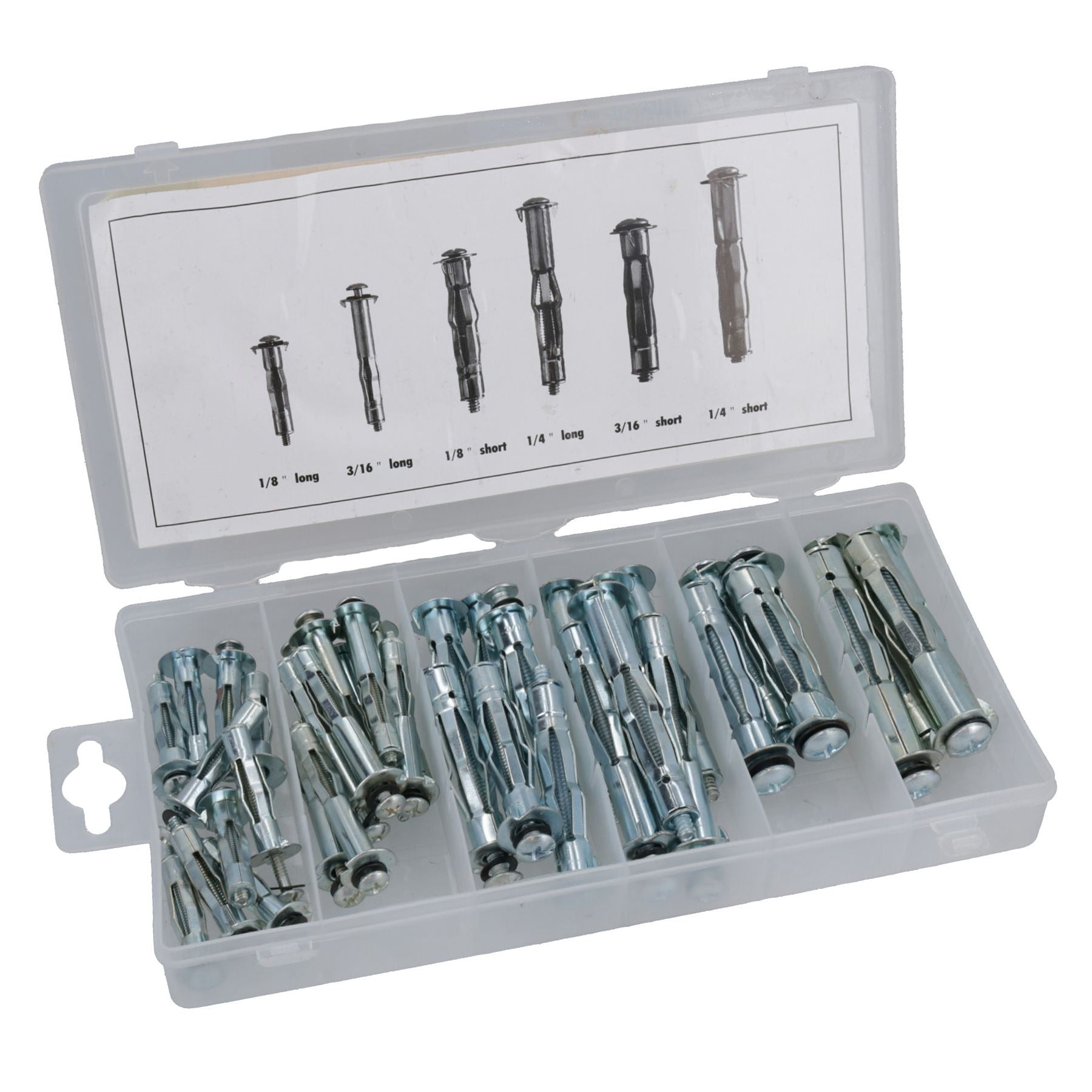 44pc Molly Bolt Hollow Wall Plasterboard Cavity Anchors Fasteners Assortment Set