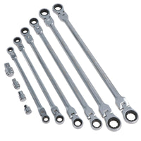 Metric Flexi Headed Ratchet Spanners Wrench Set Extra Long 8mm - 9mm 10pc