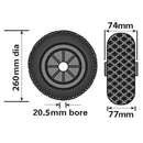 Pneumatisches, pannensicheres Stützrad, pannensicherer Ersatz für Wohnwagen, 260 mm