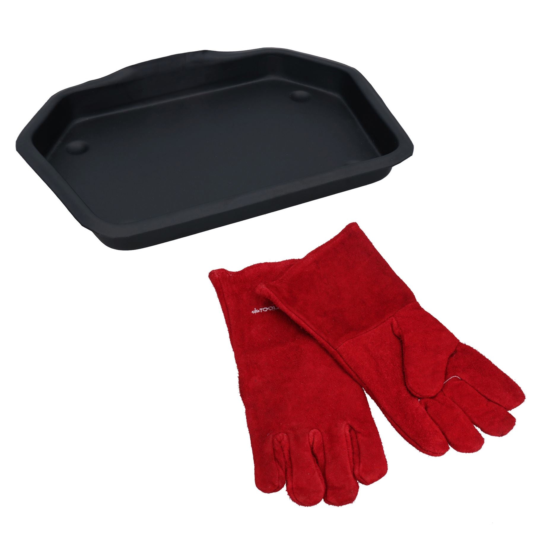 11" Metal Ashpan Ash Pan Tray For 16" Fireplace Burner & Heat Resistant Gloves