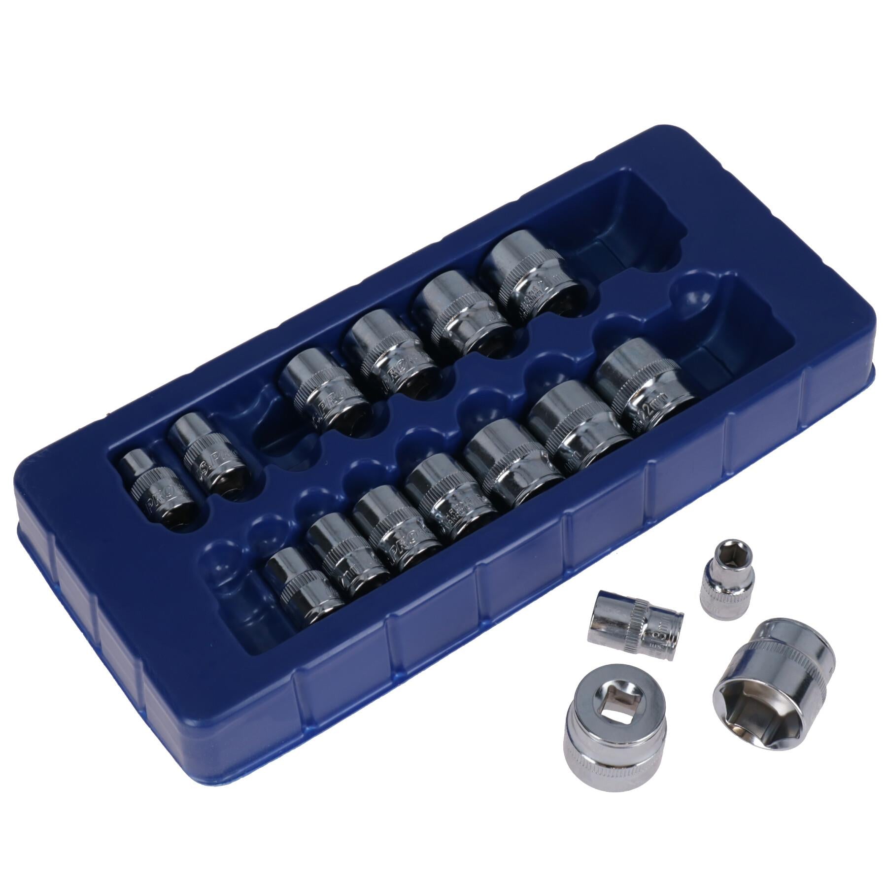 3/8" Drive Shallow And Deep Metric 6 Sided Single Hex Sockets 8mm - 21mm 31pc