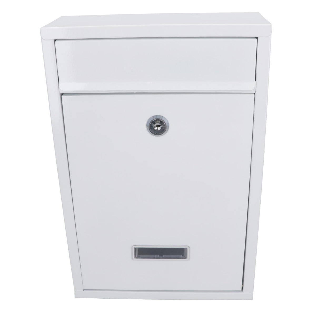 White Wall Mounted Lockable Metal Post Box Outdoor Letter Mail Box Keyed