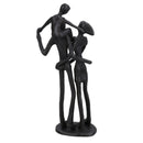 Famille de 3 figurines Piggy Back Silhouette Statue Décoration de maison Ornement en fonte