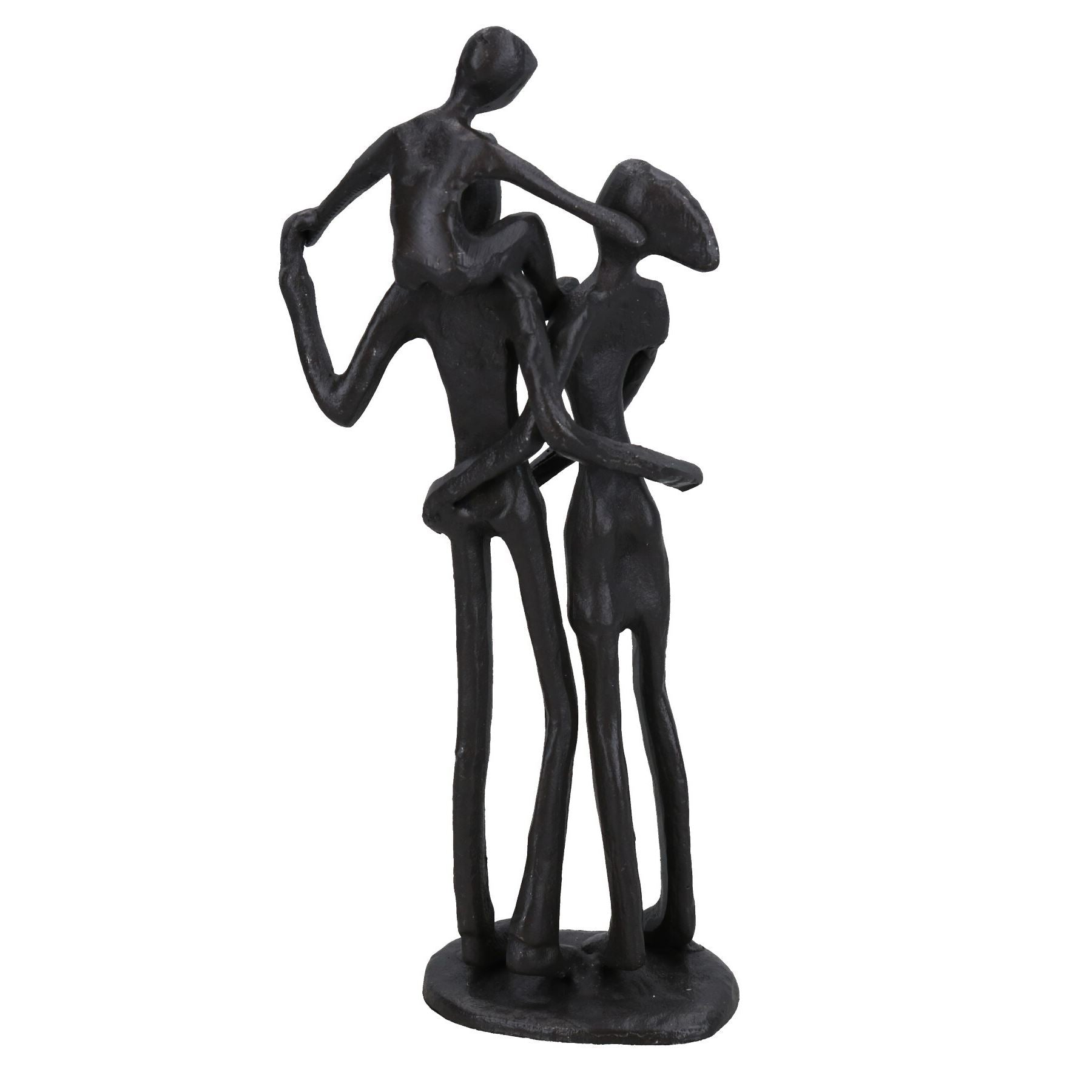 Family of 3 Piggy Back Silhouette Figurine Statue House Decor Ornament Cast Iron