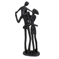 Familie von 3 Huckepack Silhouette Figur Statue Haus Dekor Ornament Gusseisen