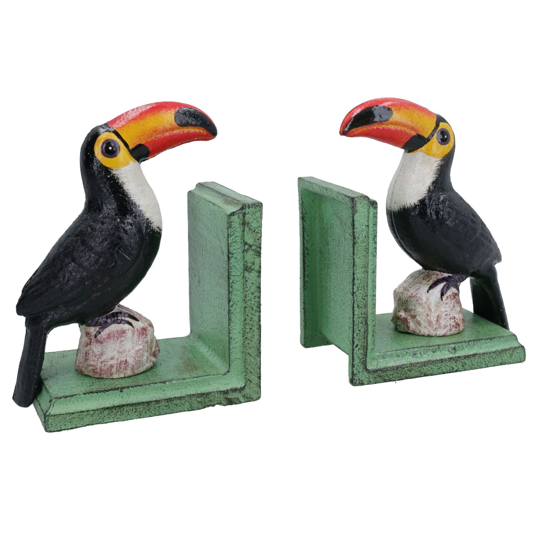 Toucan Bookends Ornament Figurine Cast Iron Stand Holder Bird Animal Guinness