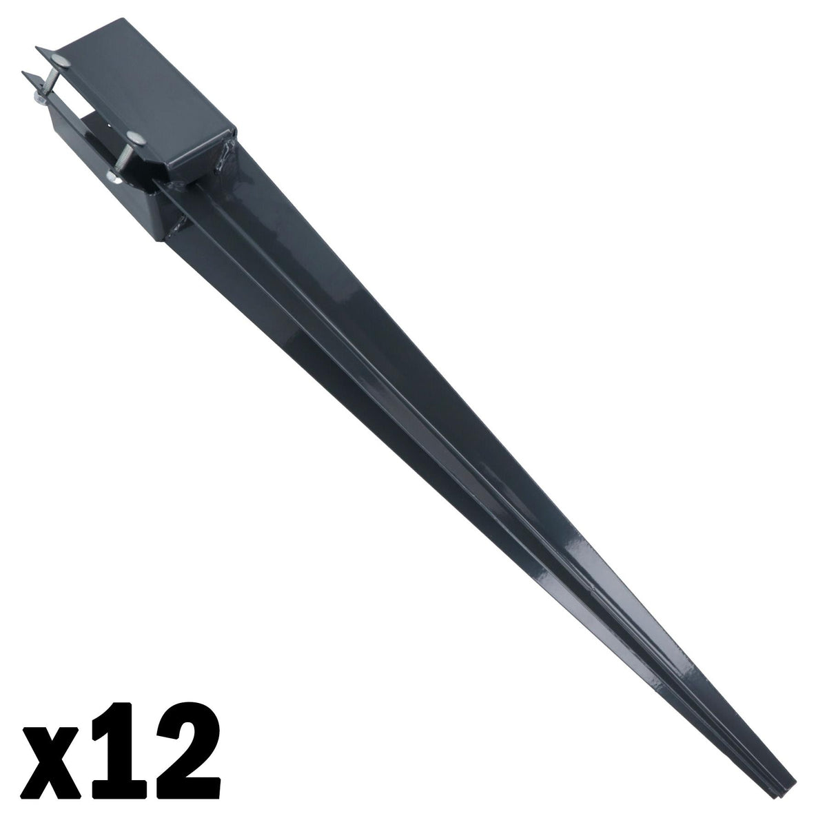 Fence Post Holder Support Drive In Spike Grey 75mm x 75mm x 750mm