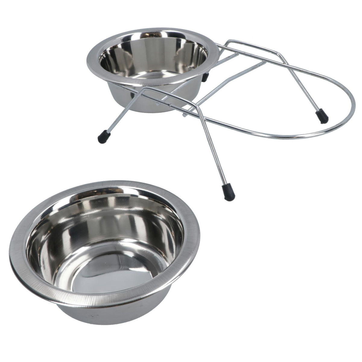 Double Diner Pet Bowl + Stand Stainless Steel Construction For Dog Food Water