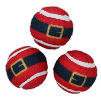 3PK Dog Red Festive Christmas Gift Themed Tennis Balls  Ball Mad Xmas Gift