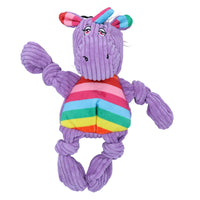 Small Purple Unicorn Knottie Plush Durable Multi Squeaky Dog Puppy Toy 10x15x24cm