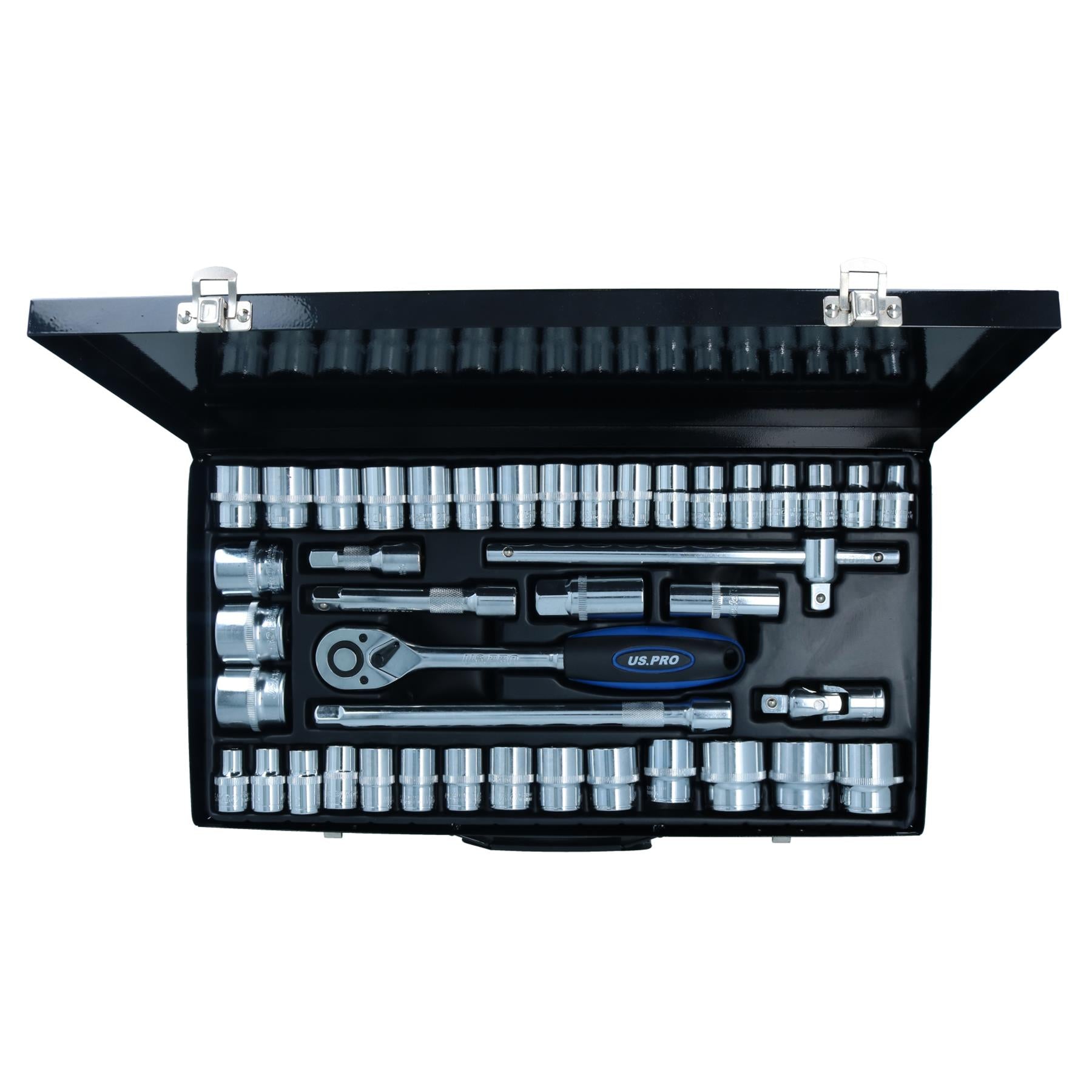 Jeu de douilles extensibles peu profondes AF SAE métriques MM et impériales 1/2" 42 pièces