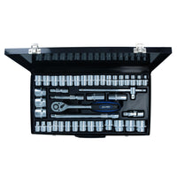 Jeu de douilles extensibles peu profondes AF SAE métriques MM et impériales 1/2" 42 pièces