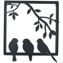 3 Birds on Wire Branch Wall Art Metal Frame Silhouette Garden Home Decoration