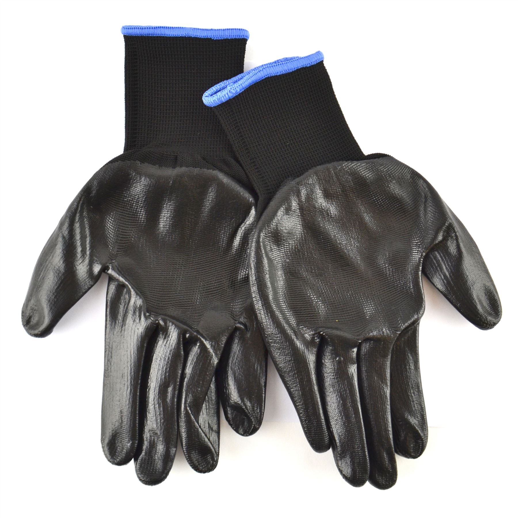 Gants de travail enduits de nitrile de 10,5 po, respirants / adhérence améliorée, noirs