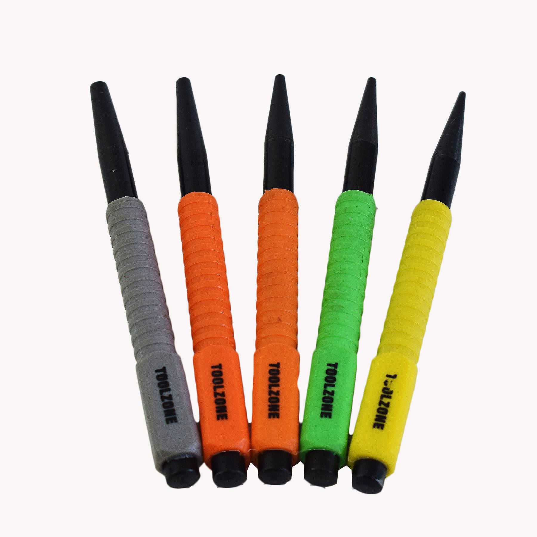 5pc Nail Punch Coloured Set 1.6 - 4.8mm Soft Grip Hollow End Steel TE976