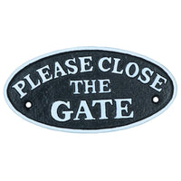 Please Close Gate Black Cast Iron Sign Plaque Door Wall House Home Yard Post