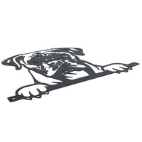 Black Metal Peeking Boxer Silhouette with Fixing Plate Garden Ornament Gift