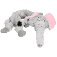 Plush Super Soft Unstuffed Wild Crinkler Elephant Dog Toy With Squeak 60x14x9