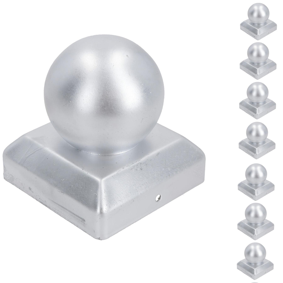Metal Fence Post Caps Round / Ball 100mm x 100mm Protector Cover Silver