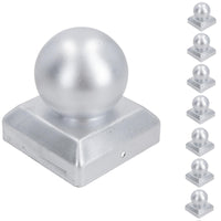 Metal Fence Post Caps Round / Ball 100mm x 100mm Protector Cover Silver