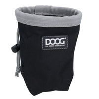 Sac à friandises pour chien noir avec clip sur ceinture de dressage et cordon de serrage