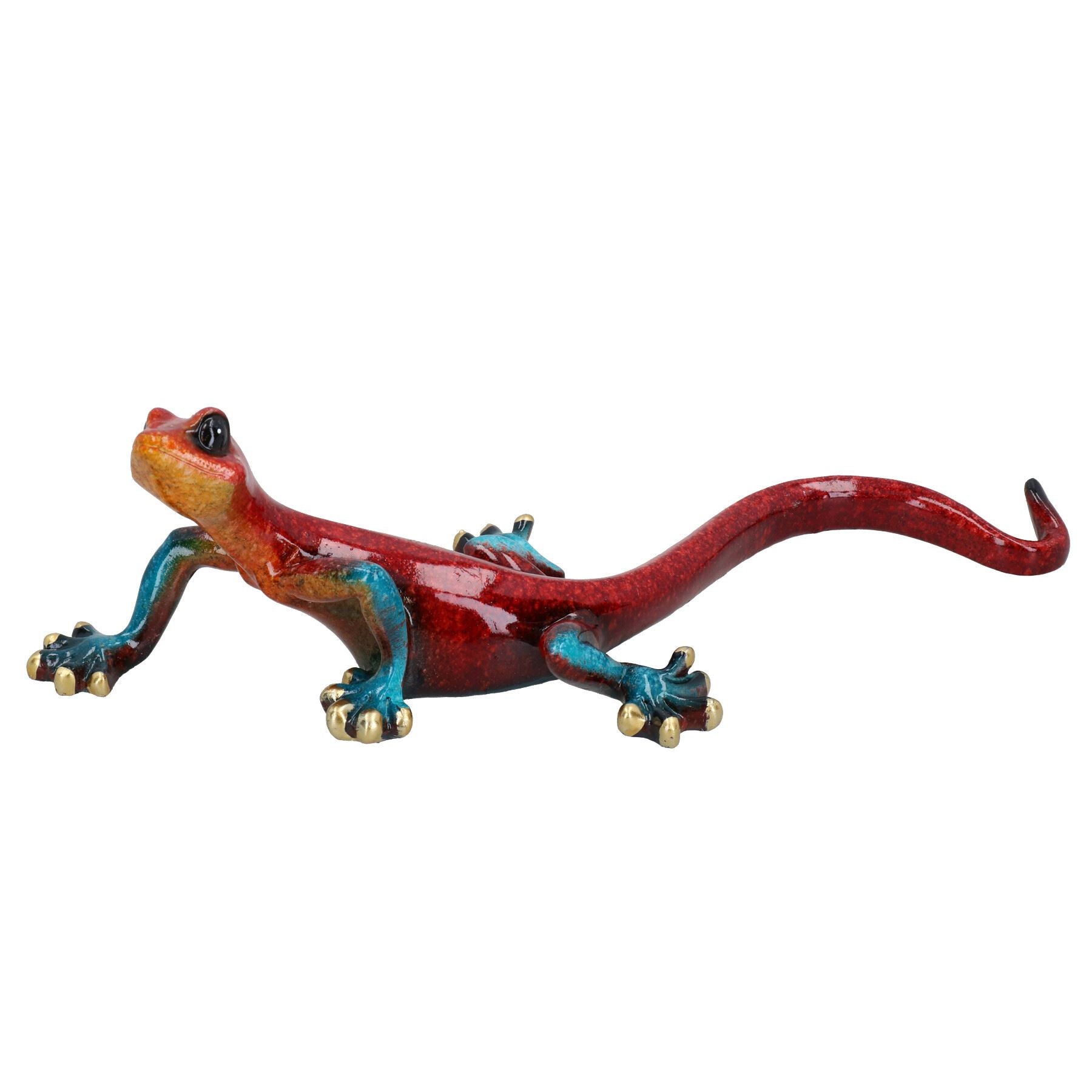 Red Speckled Gecko Lizard Resin Wall Shed Sculpture Decor Statue Small House